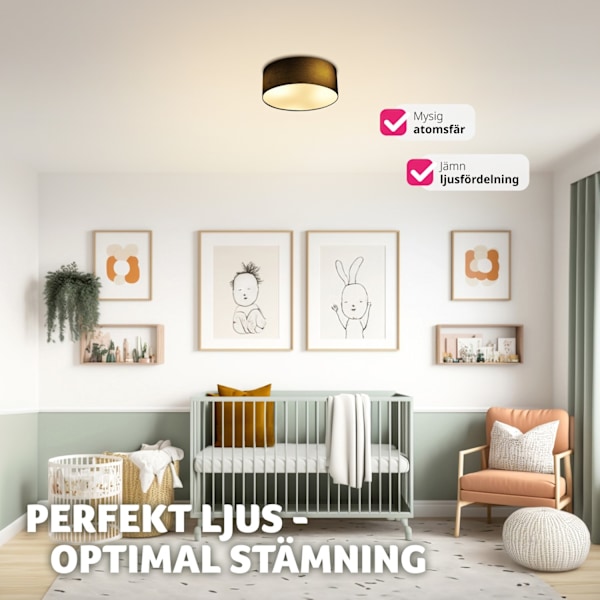 tectake Taklampa Circum, plafond i linne Svart