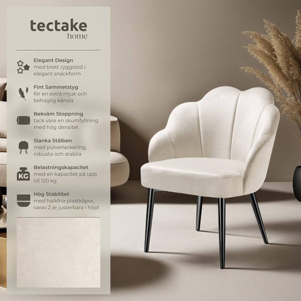 tectake Fåtölj Hellen, stoppad med sammetstyg -  per styck multifärg