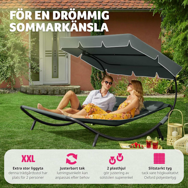 tectake Solsäng dubbel, för två personer grå