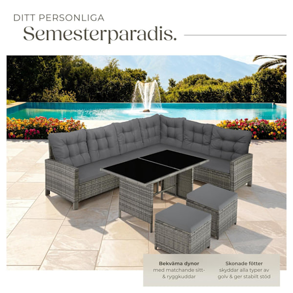 tectake Loungeset Barletta i konstrotting Beige