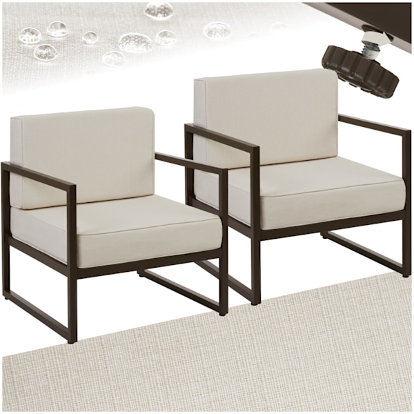 tectake Loungestol Comosa - Uppsättning av 2 Beige