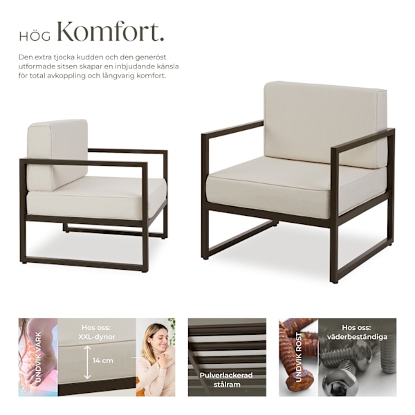 tectake Loungestol Comosa - Uppsättning av 2 Beige