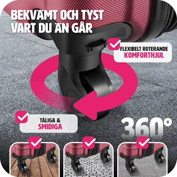 tectake Resväskeset 4 stycken med hårt skal Vin, röd