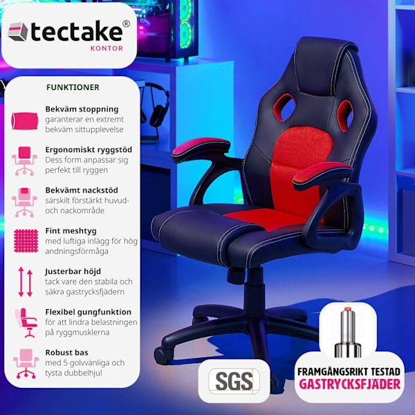 tectake Gamingstol Mike Röd