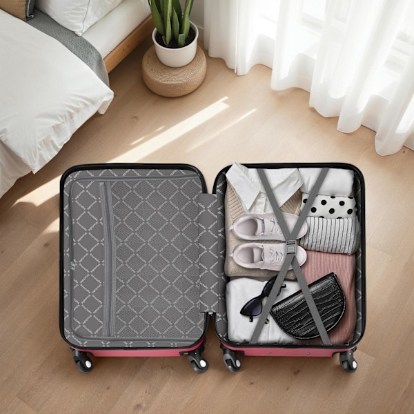 tectake Resväskor 4 set Pucci, bagage av ABS-hårdplast Vin, röd
