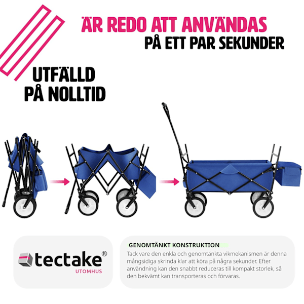 tectake Hopfällbar skrinda med bärväska, lastkapacitet 80kg Blå