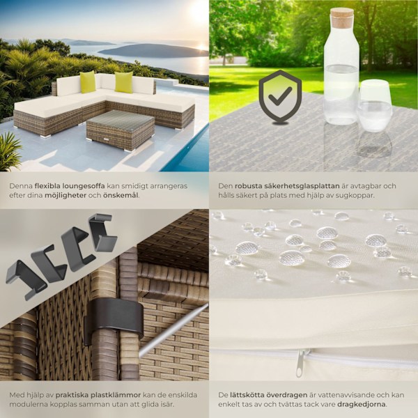 tectake Loungeset i konstrotting Paris Natur