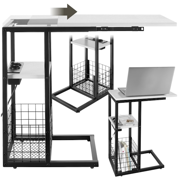 tectake Datorbord Rhea, C-form, med laddstation Vit