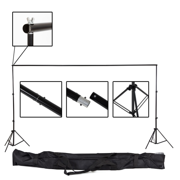 tectake Fotobakgrund / Backdrop set 3x6m med väska Vit