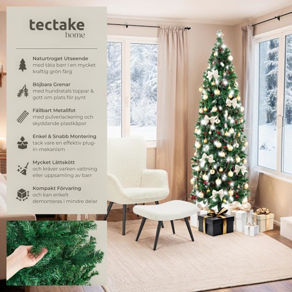 tectake Konstgjord julgran Comet, naturtrogen design - 150 cm Grön