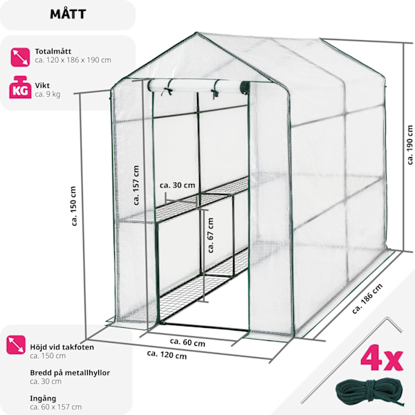 tectake Växthus med presenning Vit
