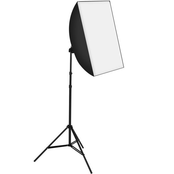 tectake Set med 4 studiolampor med softbox, stativ och väska Svart