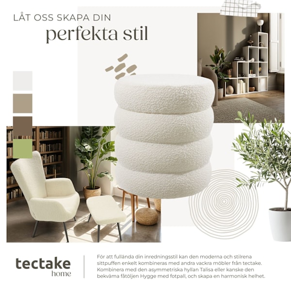 tectake Sittpuff med förvaringsutrymme Altu Grädde