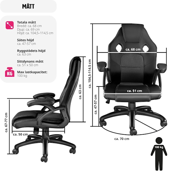 tectake Gamingstol Mike Svart