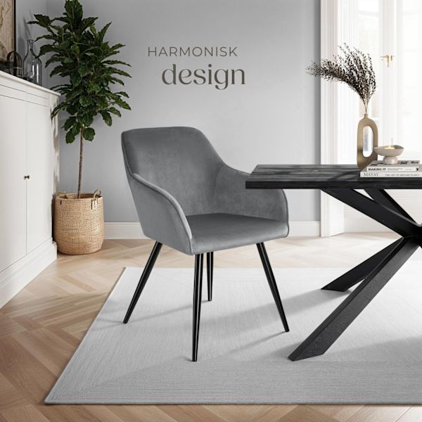 tectake Karmstol Marilyn i sammetstyg -  per styck Svart