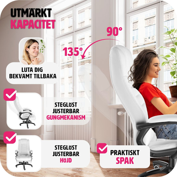 tectake Ergonomisk kontorsstol Vit