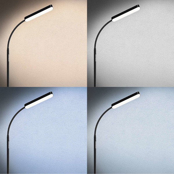 tectake Golvlampa Prisma LED, 5 ljuslägen, 12 W, dimbar Svart