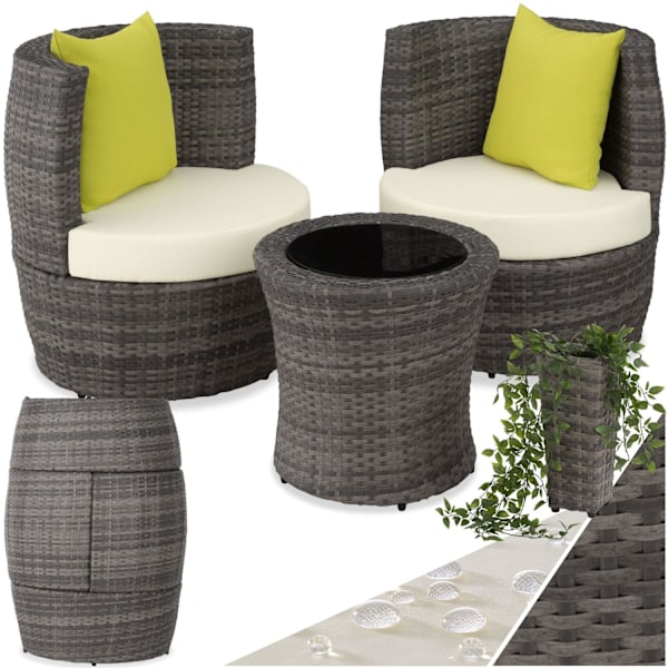 tectake Loungeset i konstrotting Nice 2+1+1 grå