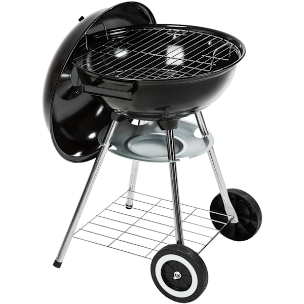 tectake Klotgrill 41,5 cm diameter, galvaniserad med hjul Svart