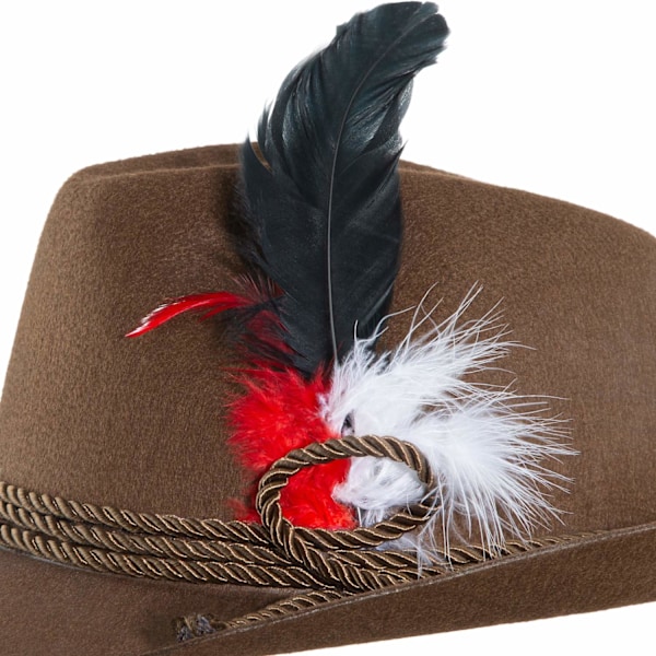 tectake Brun traditionell bayersk hatt med fjäder Brun