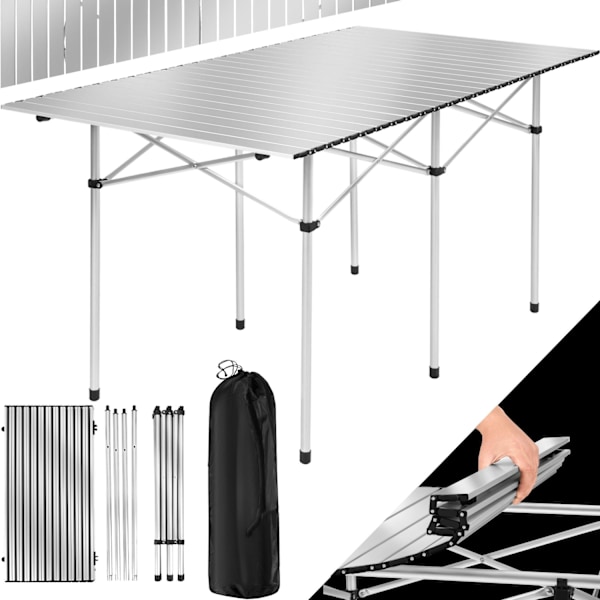 tectake Campingbord i aluminium, hopfällbart 140 x 70 x 70cm grå