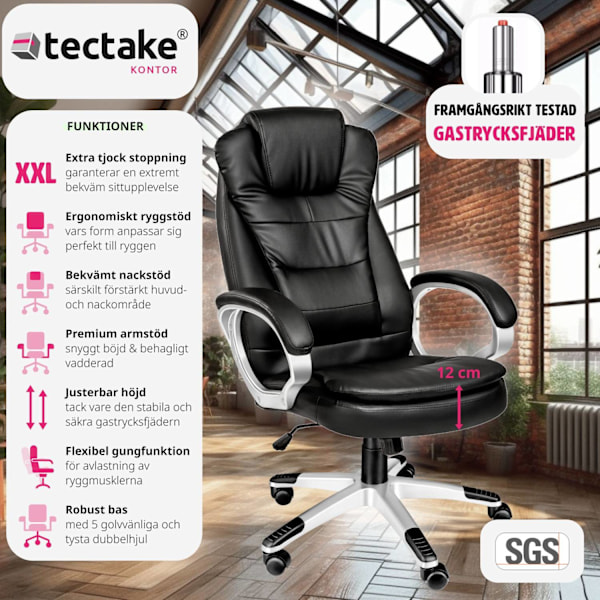 tectake Skrivbordsstol Zulu Svart