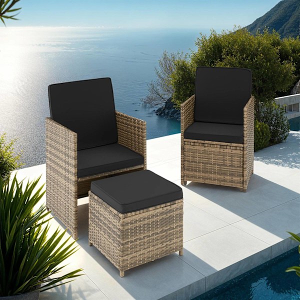 tectake Loungegrupp i konstrotting Palermo Natur