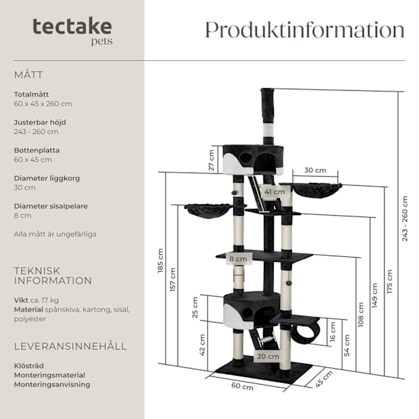 tectake Klösträd katt, klösmöbel Hansi Vit