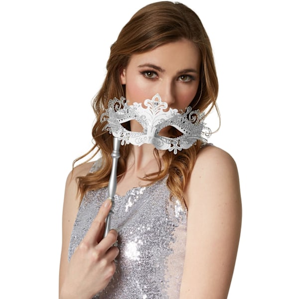 tectake Venetiansk mask med pinne Silver