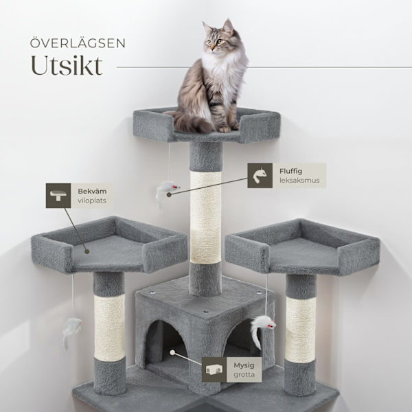 tectake Katt klösträd, klösmöbel Barney grå