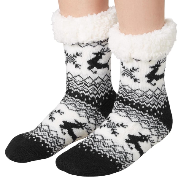 tectake Raggsockor med renmotiv svart-vitt White 47-50