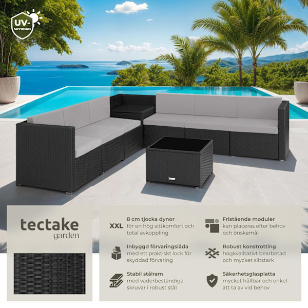 tectake Loungeset Verona i konstrotting Svart