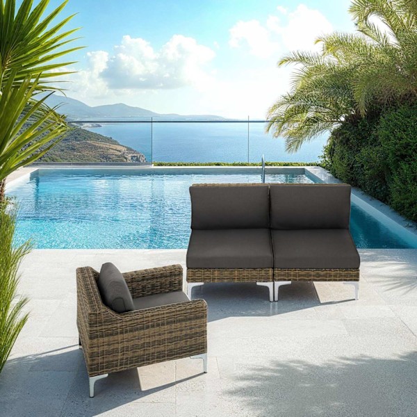 tectake Modulärt loungeset Villanova Aluminium Set 3 2-sits grå