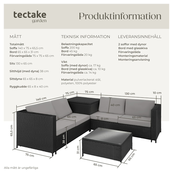 tectake Loungeset Siena i konstrotting grå