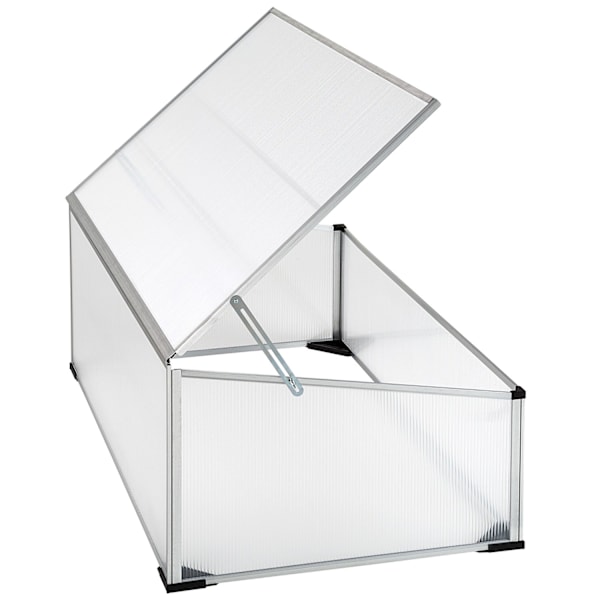 tectake Drivhus i aluminium med låsbart tak - 102 x 61 x 41 / 31 cm Transparent