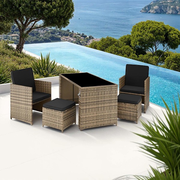 tectake Loungegrupp i konstrotting Palermo Natur