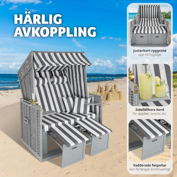 tectake Strandkorg med dyna, inklusive skyddsöverdrag Vit