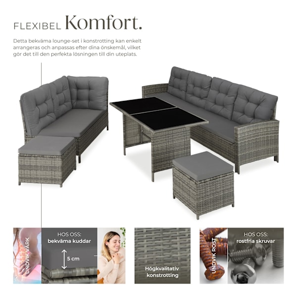 tectake Loungeset Barletta i konstrotting Beige