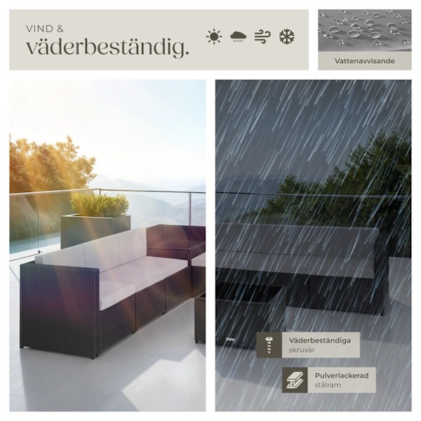 tectake Loungeset Verona i konstrotting Svart