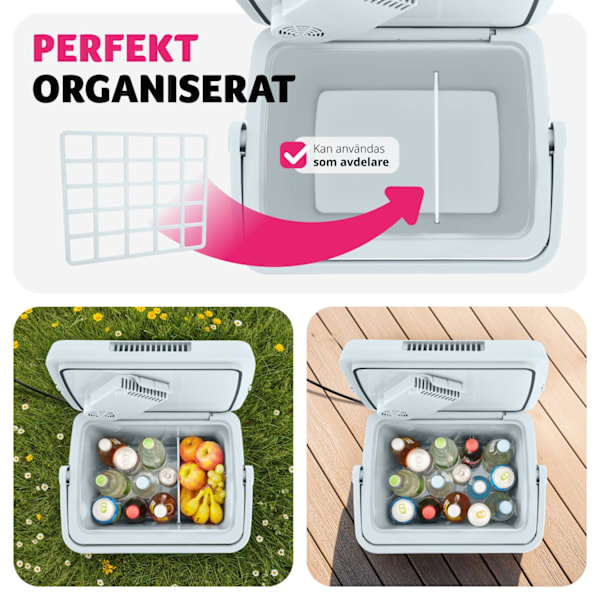 tectake Elektrisk kyl- och värmebox med bärhandtag, 25 liter grå