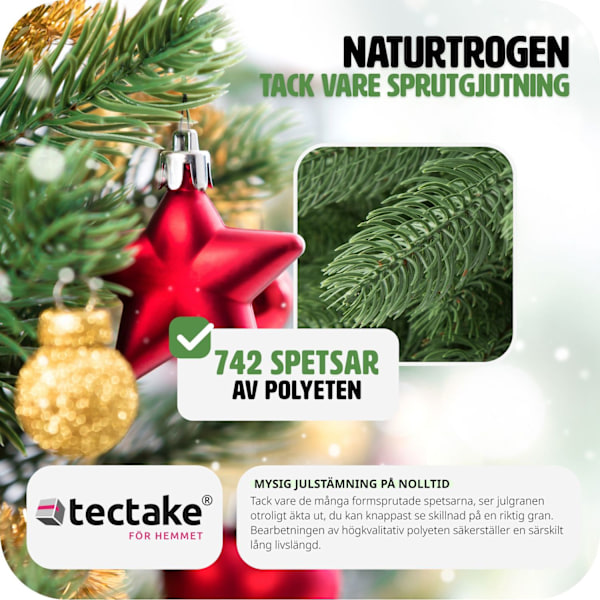 tectake Konstgjord julgran, naturtrogen design och formsprutade granbarr - 180 cm Grön