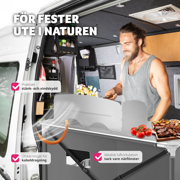 tectake Campingkök Lyx med 4 fack grå