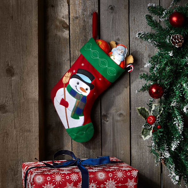 tectake Julstrumpa med snögubbemotiv Grön