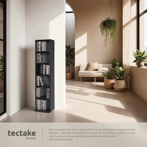 tectake CD-hylla för 102 CD-skivor Svart