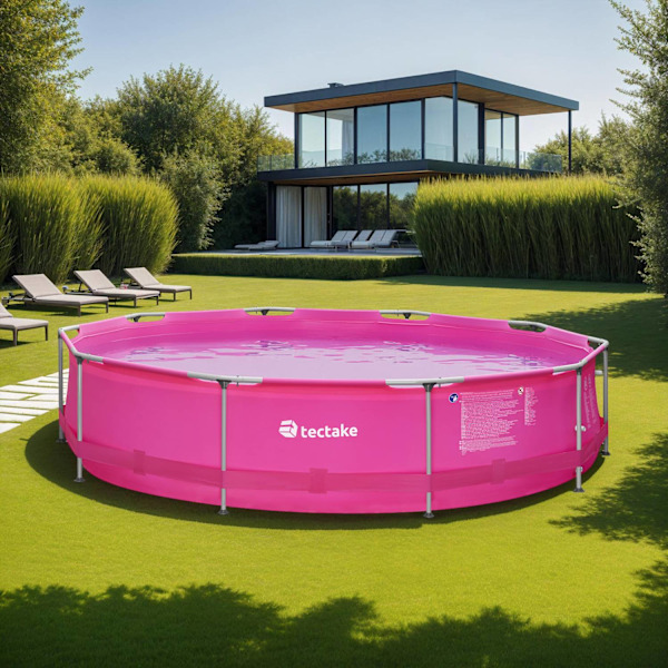 tectake Pool rund med filterpump Ø 360 x 76 cm Rosa