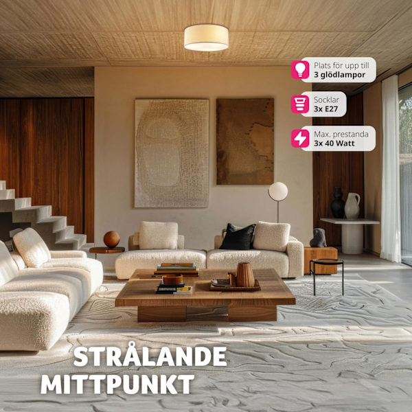 tectake Taklampa Circum, plafond i linne Vit