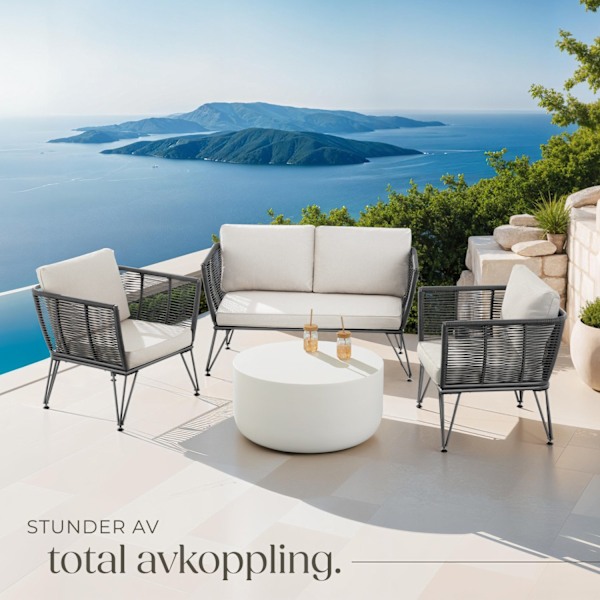tectake Loungeset Sundo i repdesign Grafitgrå