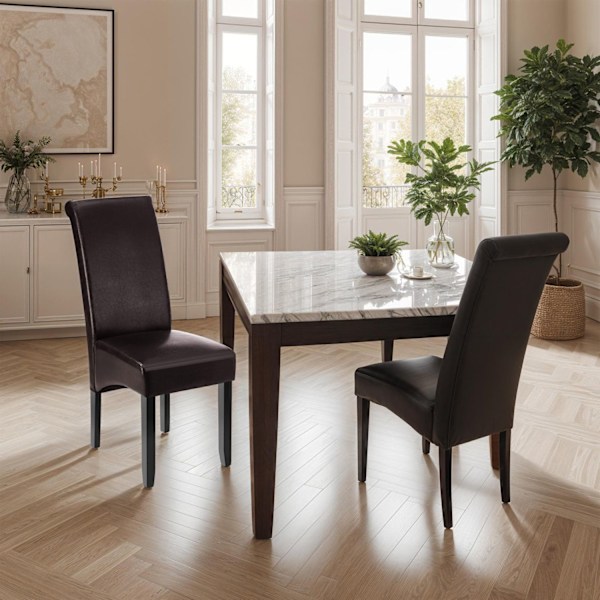 tectake Ergonomisk matstol i robust trä -  Uppsättning av 2 Brun