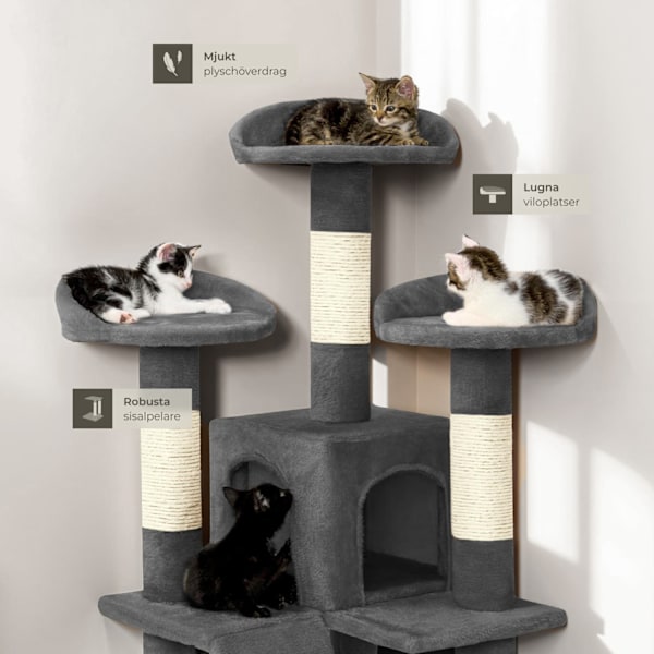 tectake Katt klösträd, klösmöbel Mogli grå