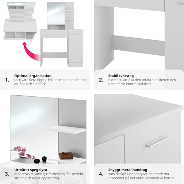 tectake Sminkbord Zoe Vit